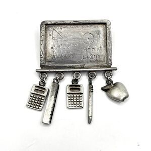 Silver Math Teacher Brooch with Charms